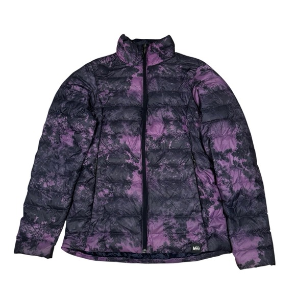 REI Co-op Women's 650 Down Purple/Gray Jacket Zip Up Puffer Coat Size S - Picture 1 of 13